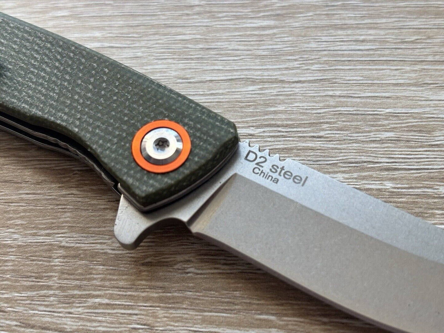 7” Pocket Knife High Quality D2 Steel Ball Bearing Micarta Handle Green Smooth