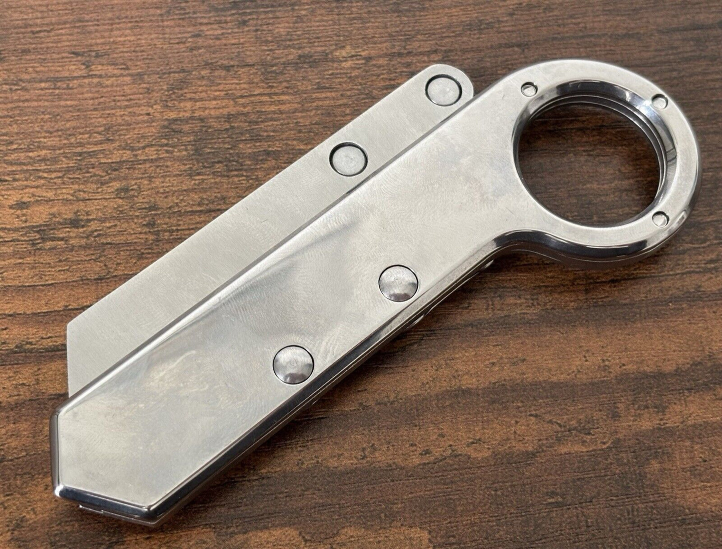 Folding Mechanical Pocket Knife 7 Inches Chrome Stainless Steel Reverse Tanto 