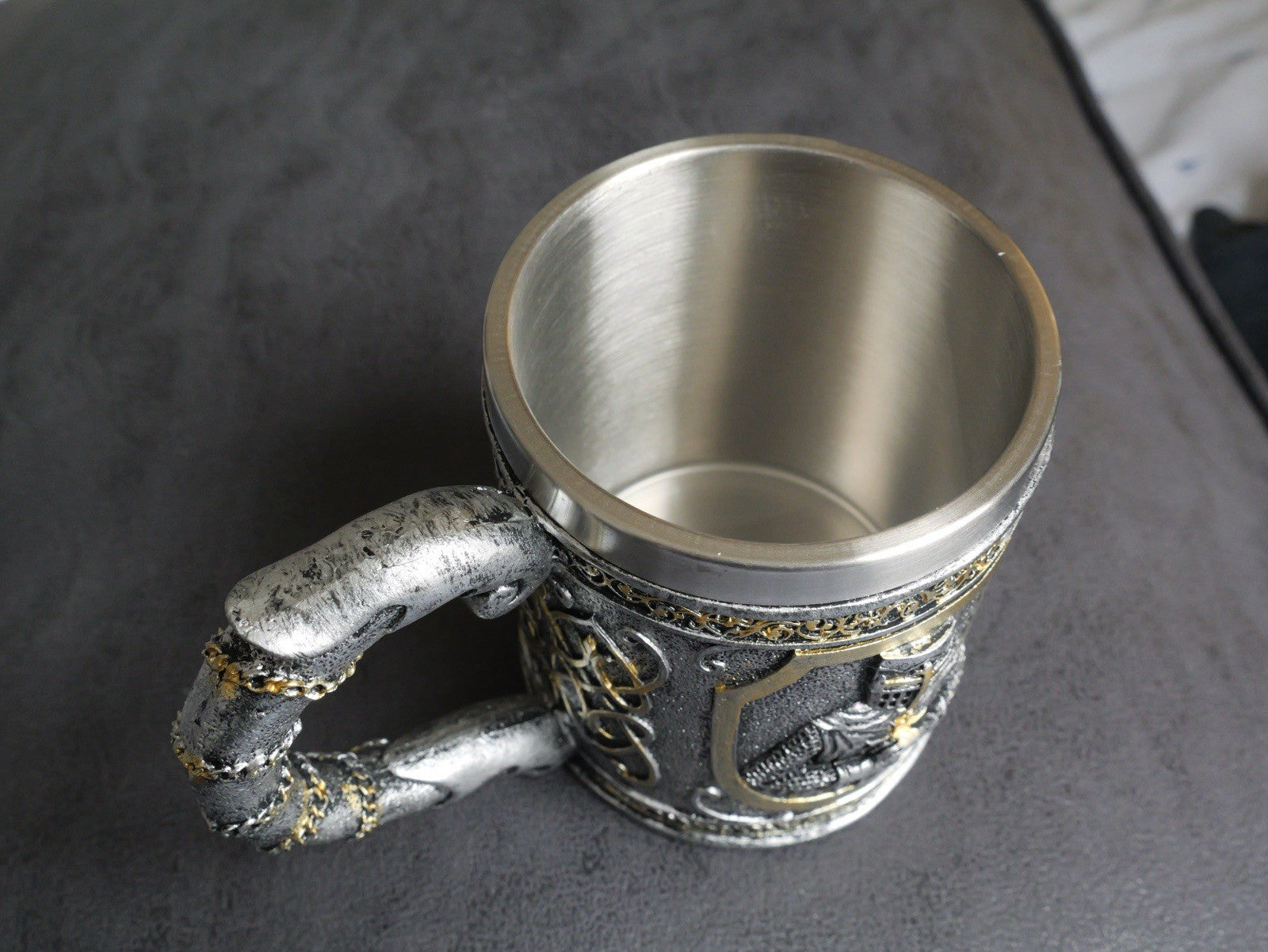Knights Templar Mug Rustic Medieval Feast 550ML Stainless Steel Tankard Cup