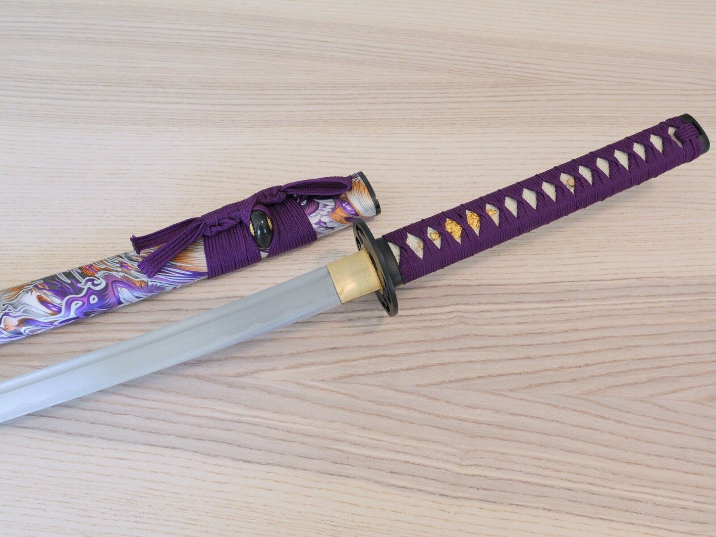 41” Samurai Sword Katana Purple Dragon Battle Ready Sharp Hand Forged Steel