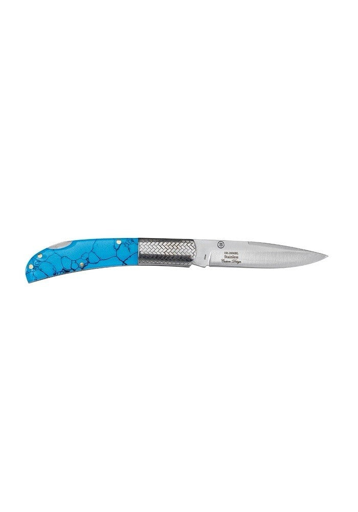 4” Classic Pocket Knife Lock Back Blue Chrome 7” Overall 3” Blade Sharp