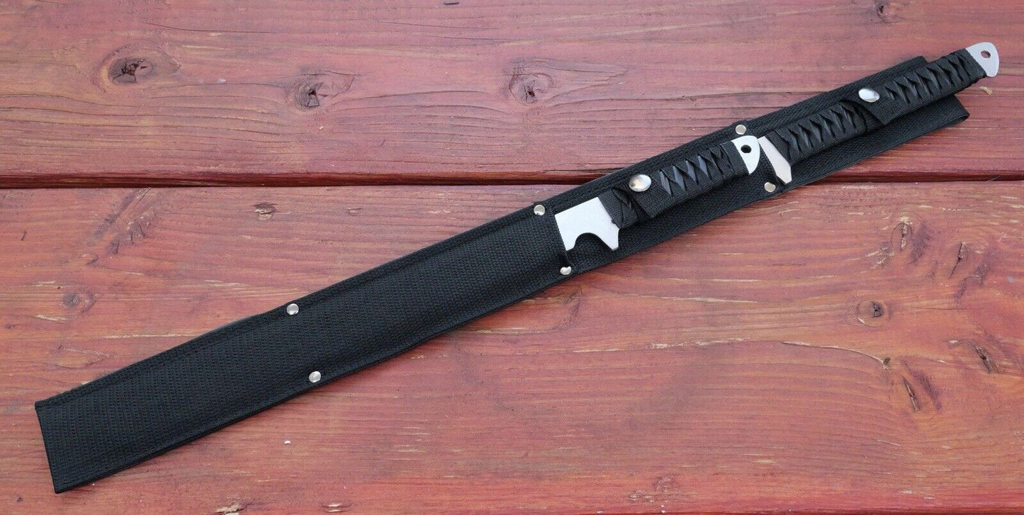 Ninja Sword Set Tanto Straight Blade Full Tang Dual Wielding 18” 29” Sheath