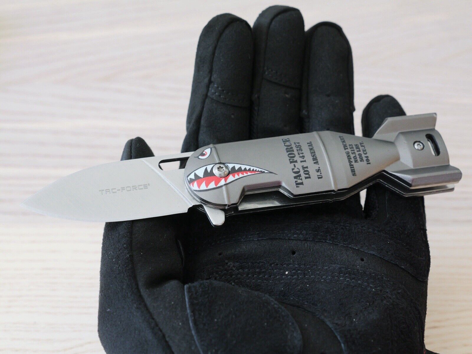 Small Pocket Knife Missile USA Army Design Spring Assist Pocket Clip Shark Gray