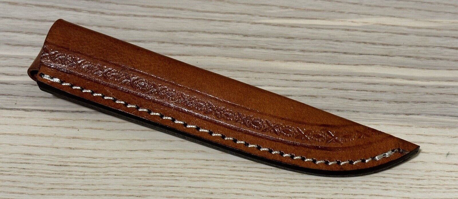 9” Slim Fixed Blade Knife Double Edge Spear Tip Custom Leather Sheath Full Tang 