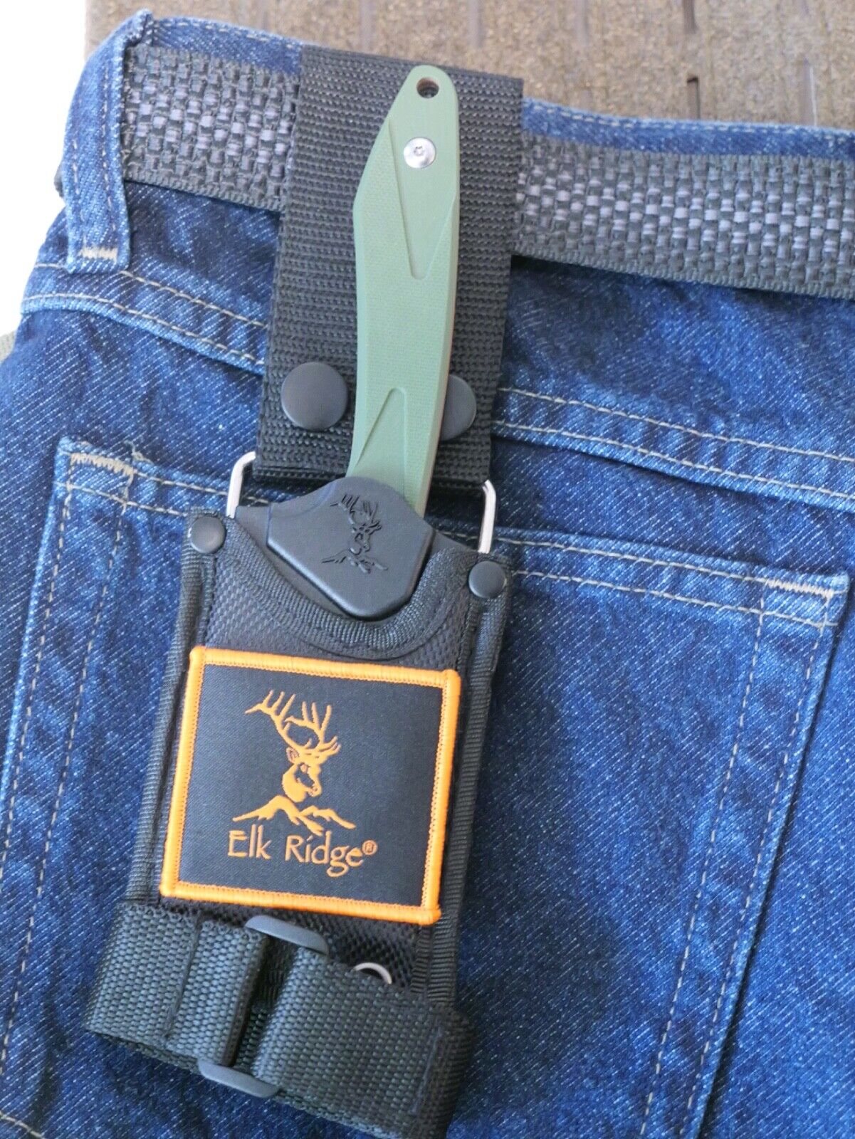Elk Ridge Horizontal Carry Knife 7" Overall Full Tang Green 2" Blade Mini EDC
