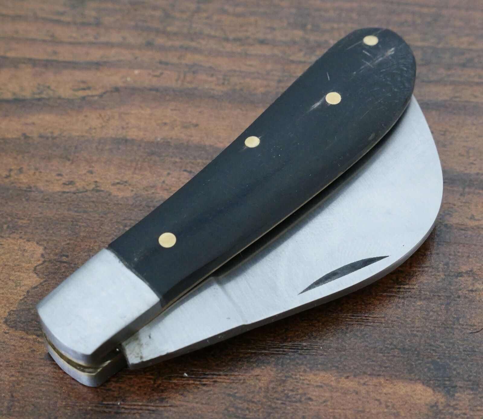 Mini Hawkbill Pocket Knife Wood Handle Vintage Style OG Small 3 Inches Black