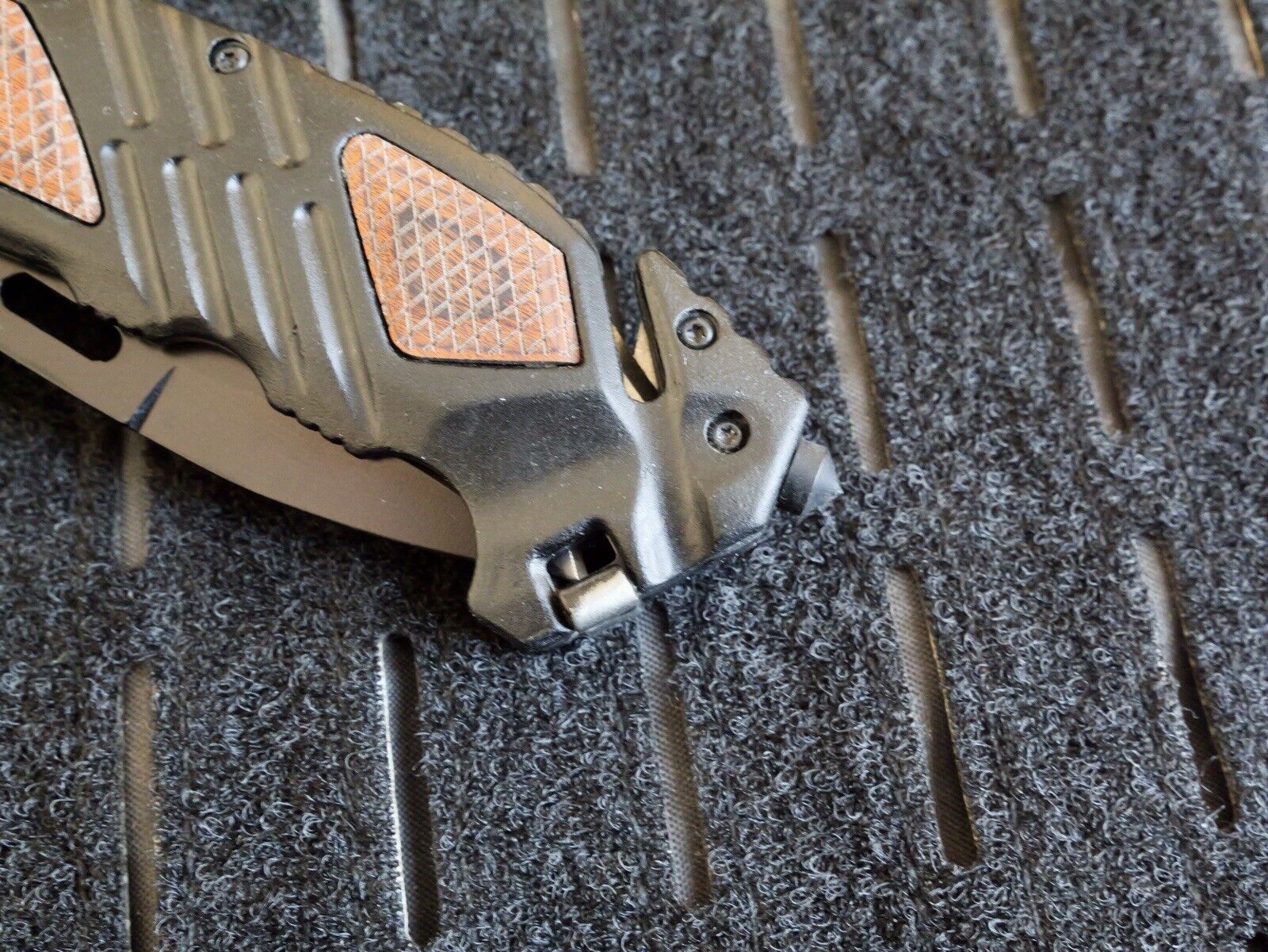 USMC Pocket Knife Heavy Duty Spring Assist Black Hefty Window Punch Belt Cutter 