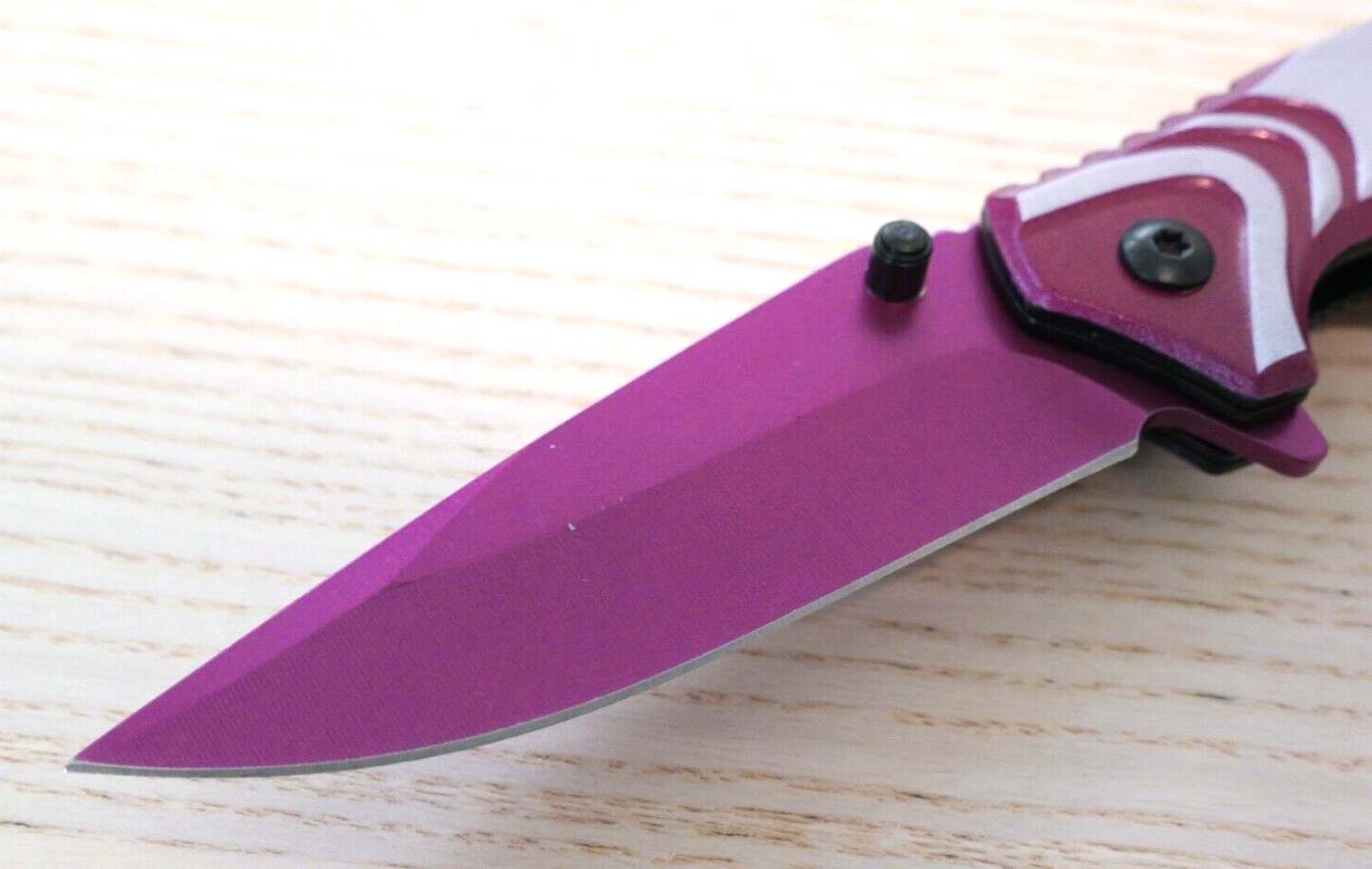 PINK Pocket Knife Spring Assist Full Size Girls Womens Self Defense Novelty Cute