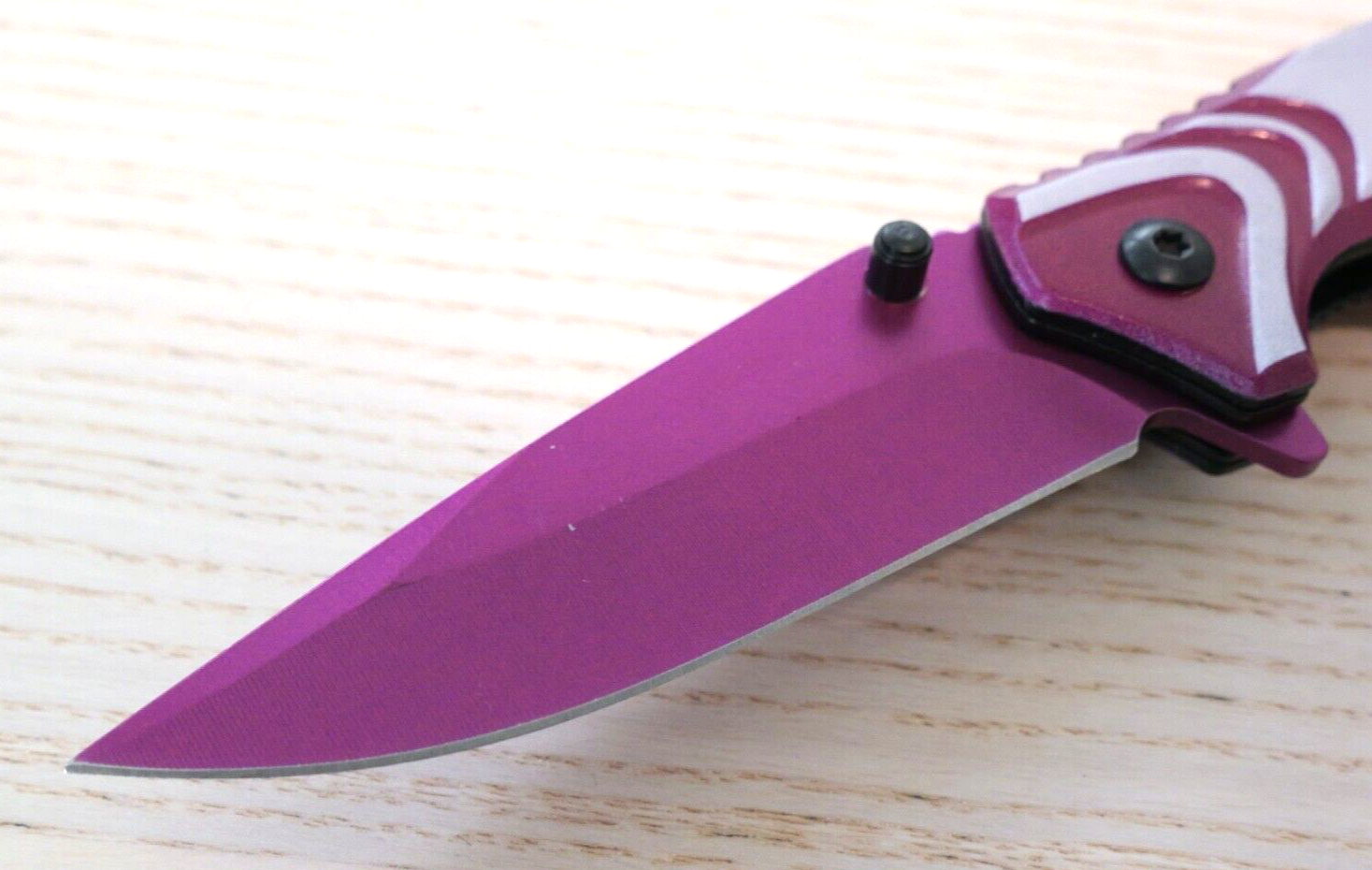 PINK Pocket Knife Spring Assist Full Size Girls Womens Self Defense Novelty Cute