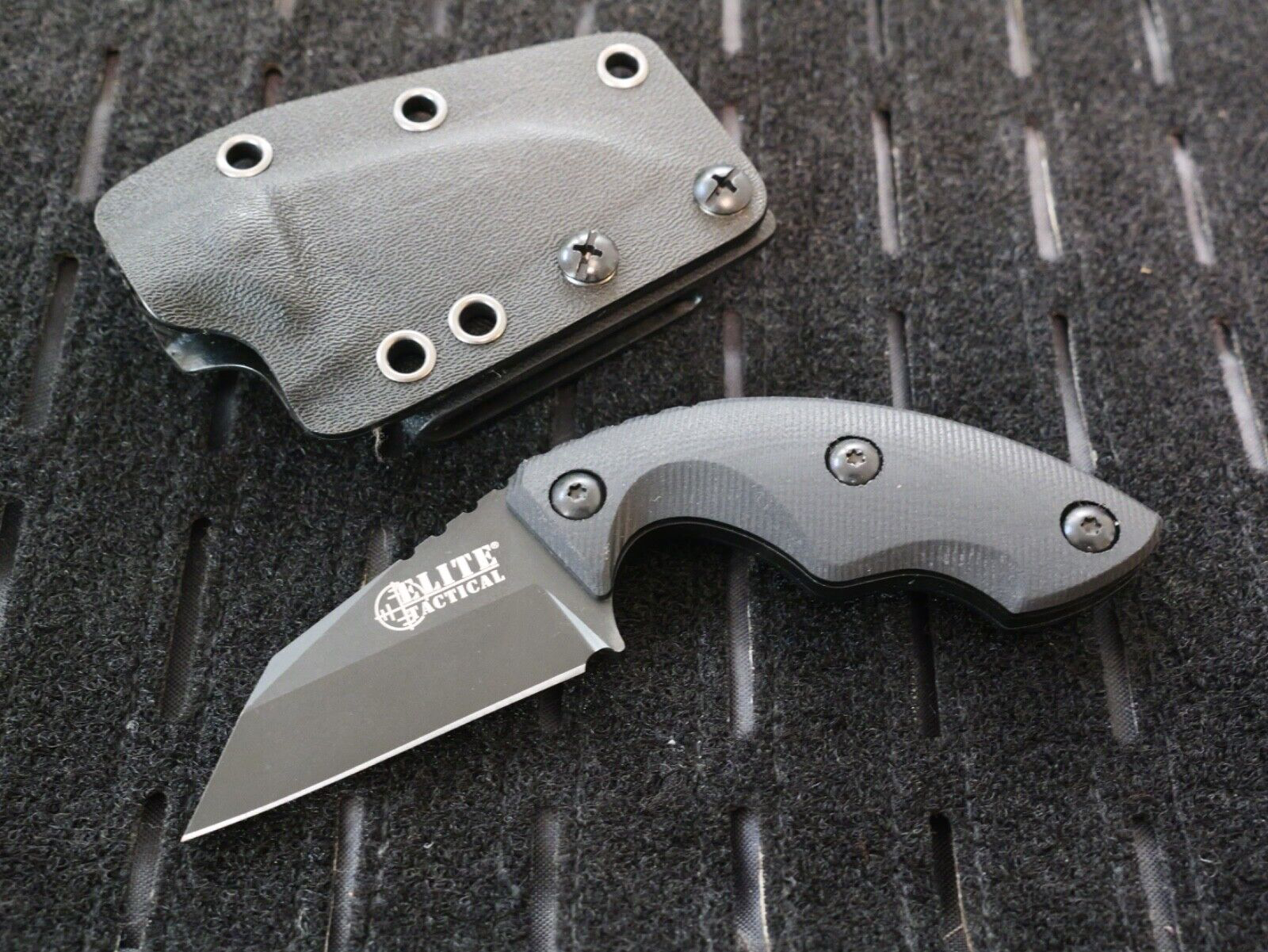 Stealth Black Fixed Blade Knife Mini Combat Knife 5" D2 Kydex Swat Tactical edc