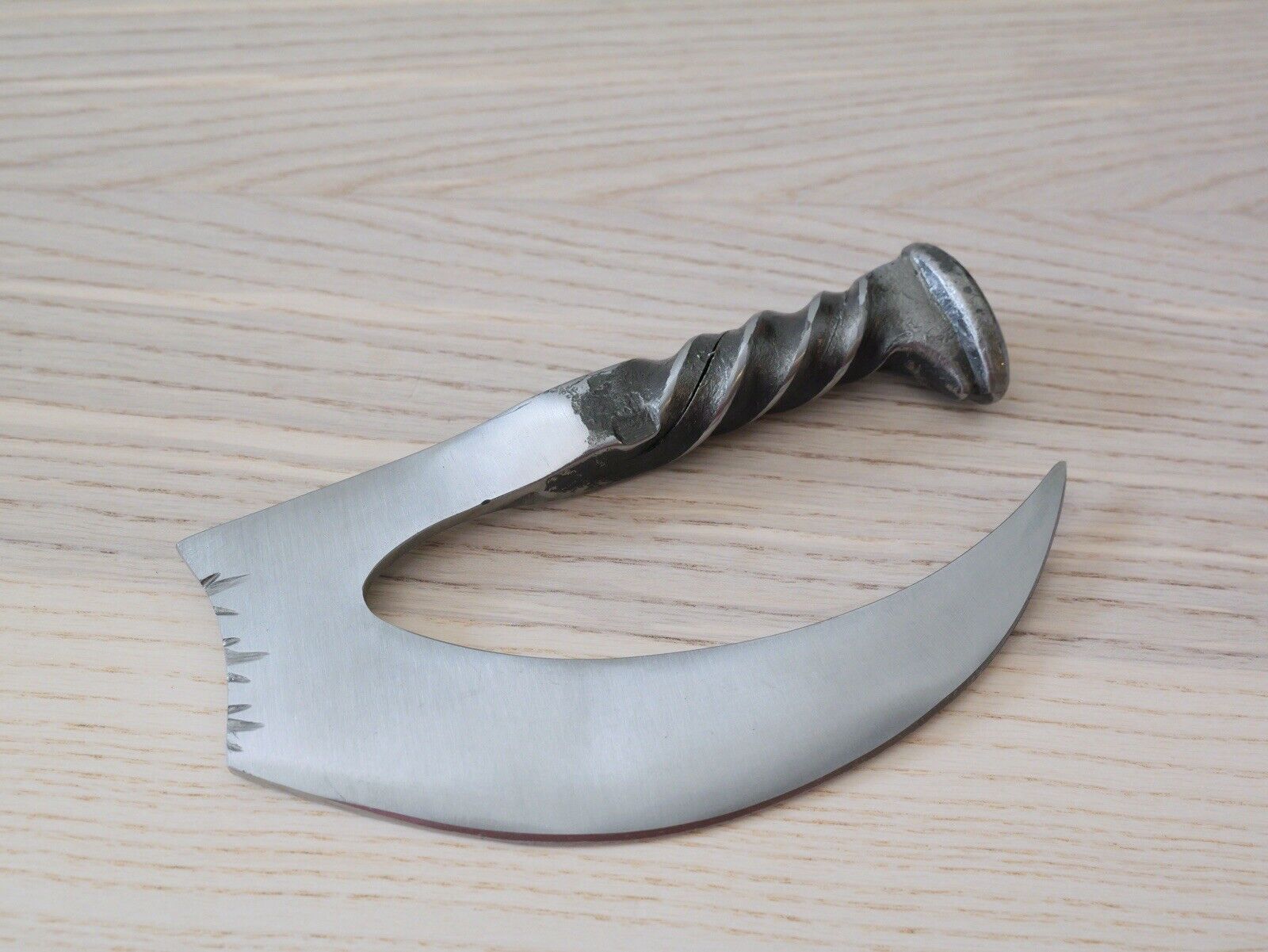 Railroad Spike Karambit Fixed Blade Knife Hand Forged Tactical Scythe Claw 6"