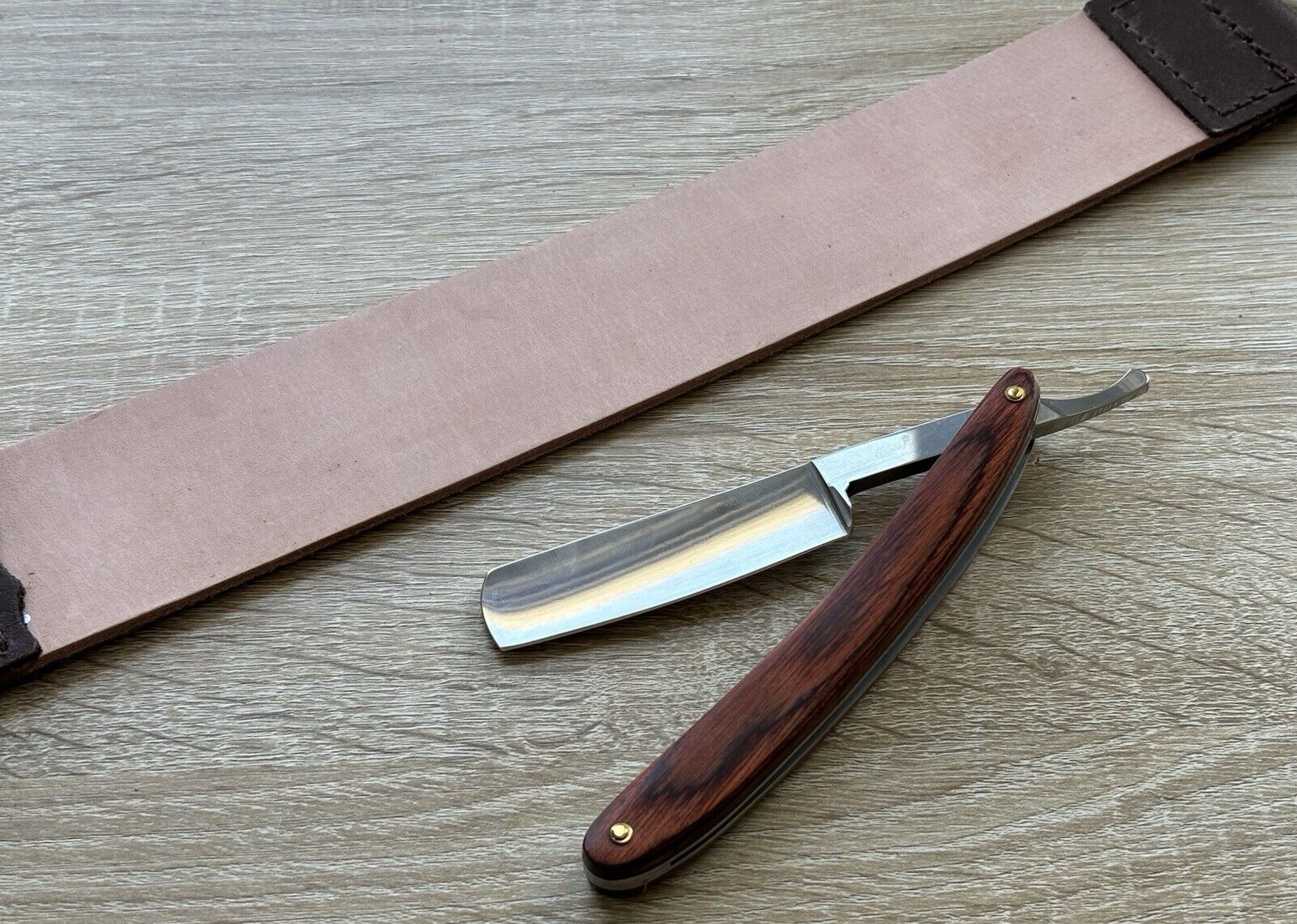 Straight Razor Set Sharpening Strop Wood Handle Vintage Classic Shave Men’s
