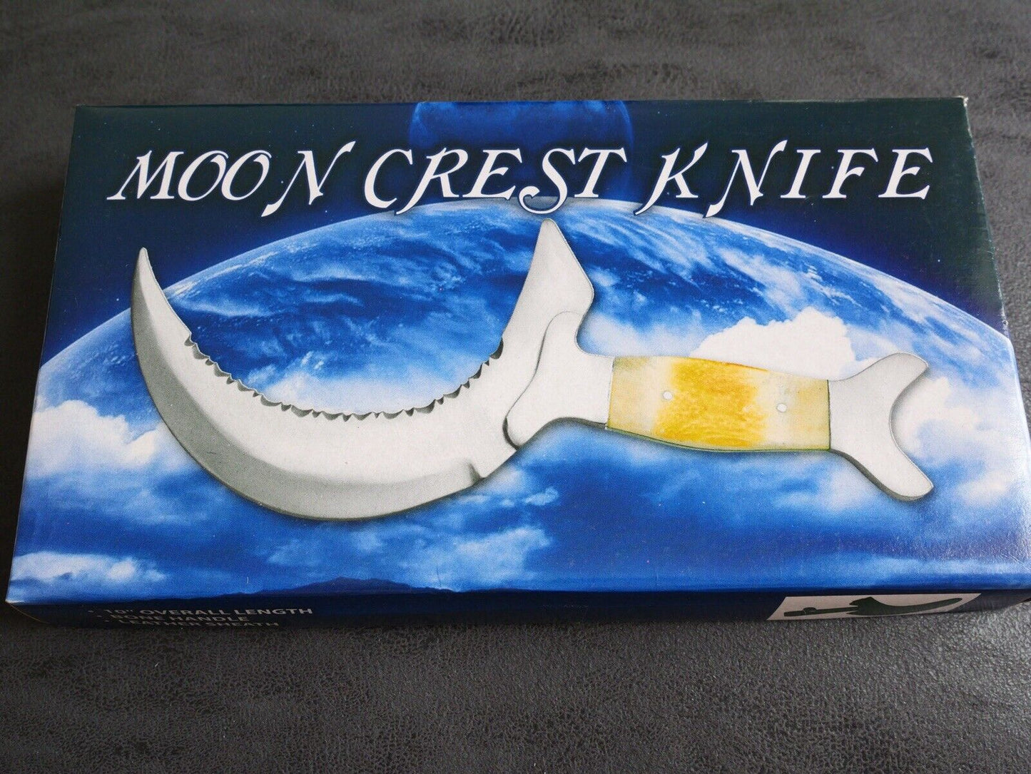 10” Fantasy Knife Moon Crest Full Tang Leather Sheath Artistic Display Unique