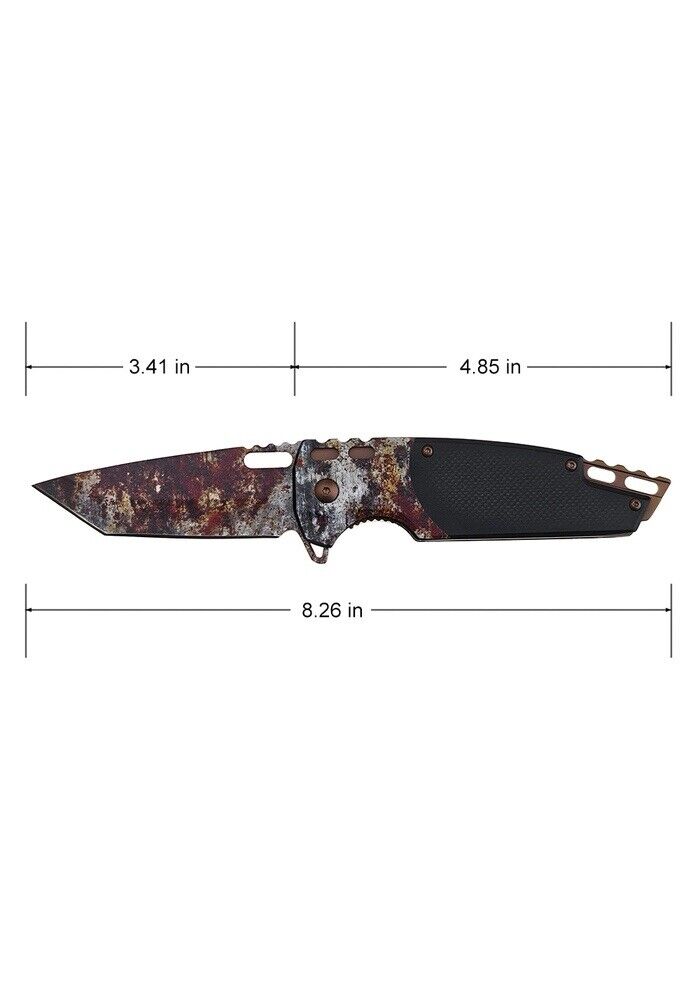 Full Size Pocket Knife Modern Design Spring Assist Tanto Camo Black Pocket Clip