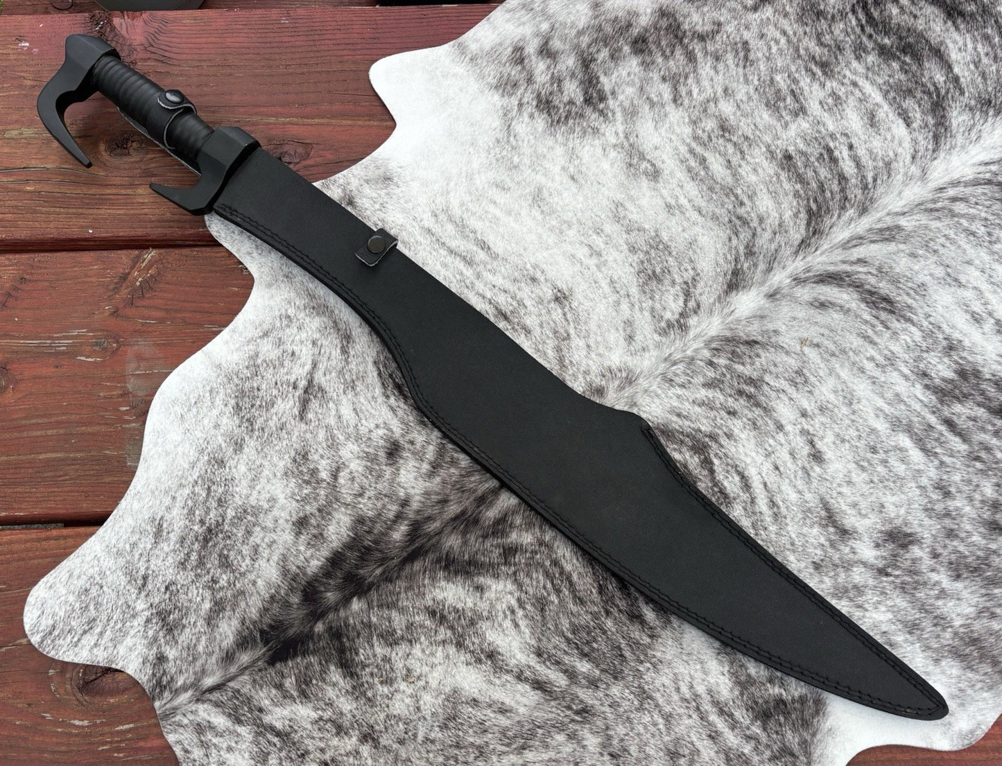 34” Spartan Sword Heavy Duty 26” Blade Genuine Leather Sheath Heavy Thick Real