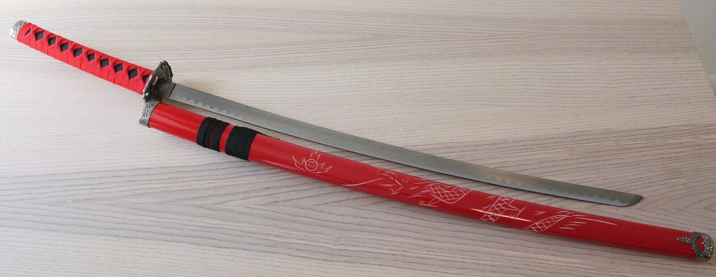 40” Katana Samurai Sword Full Size Stainless Steel Blade Wood Scabbard Dragon