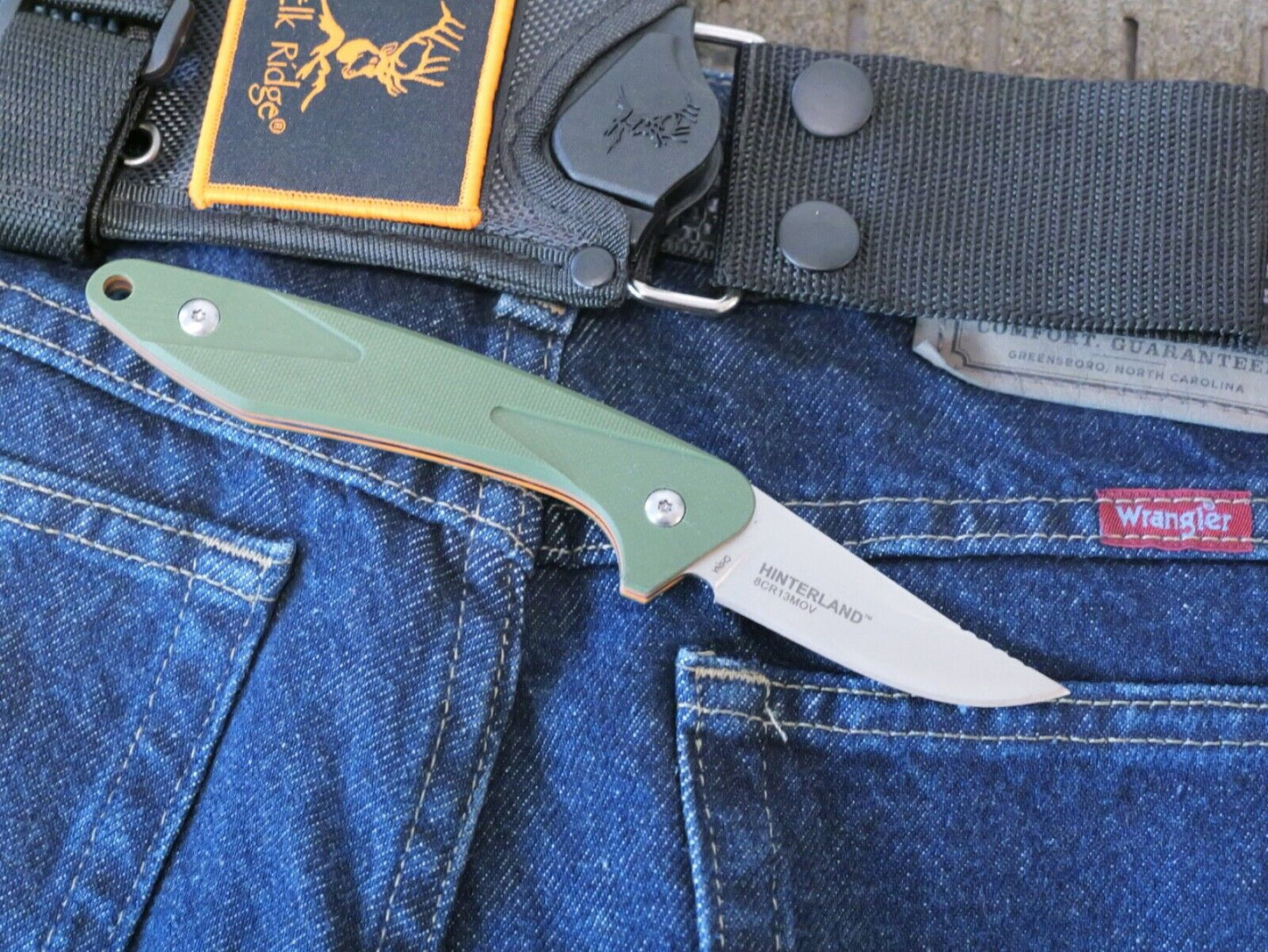 Elk Ridge Horizontal Carry Knife 7" Overall Full Tang Green 2" Blade Mini EDC