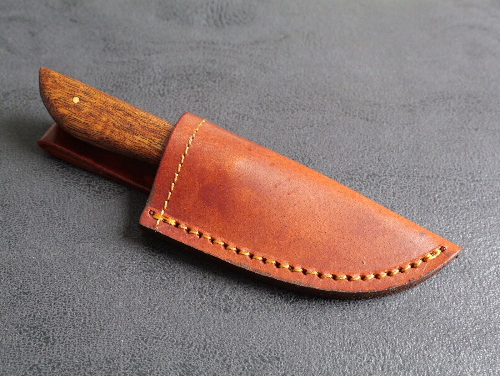7” Kiradashi Knife Carbon Steel Full Tang Hand Forged Wood Handle Leather Sheath