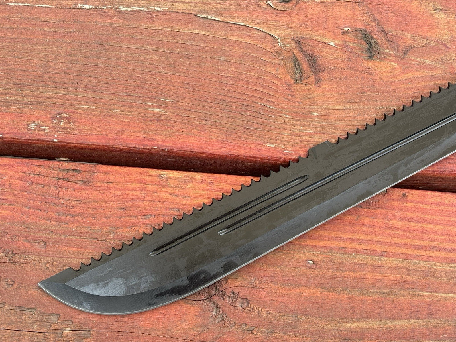 24” Machete Sawback Rubber Handle Black Heavy Duty Nylon Sheath Full Tang