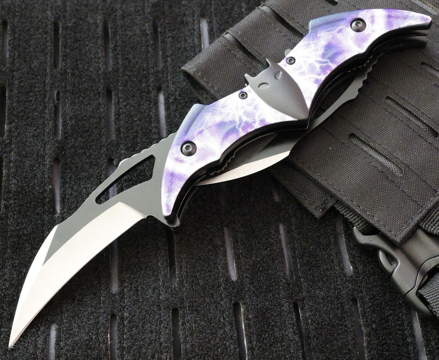 DARK KNIGHT SPRING ASSISTED DUAL BLADE BATMAN TACTICAL FOLDING Pocket KNIFE BLK