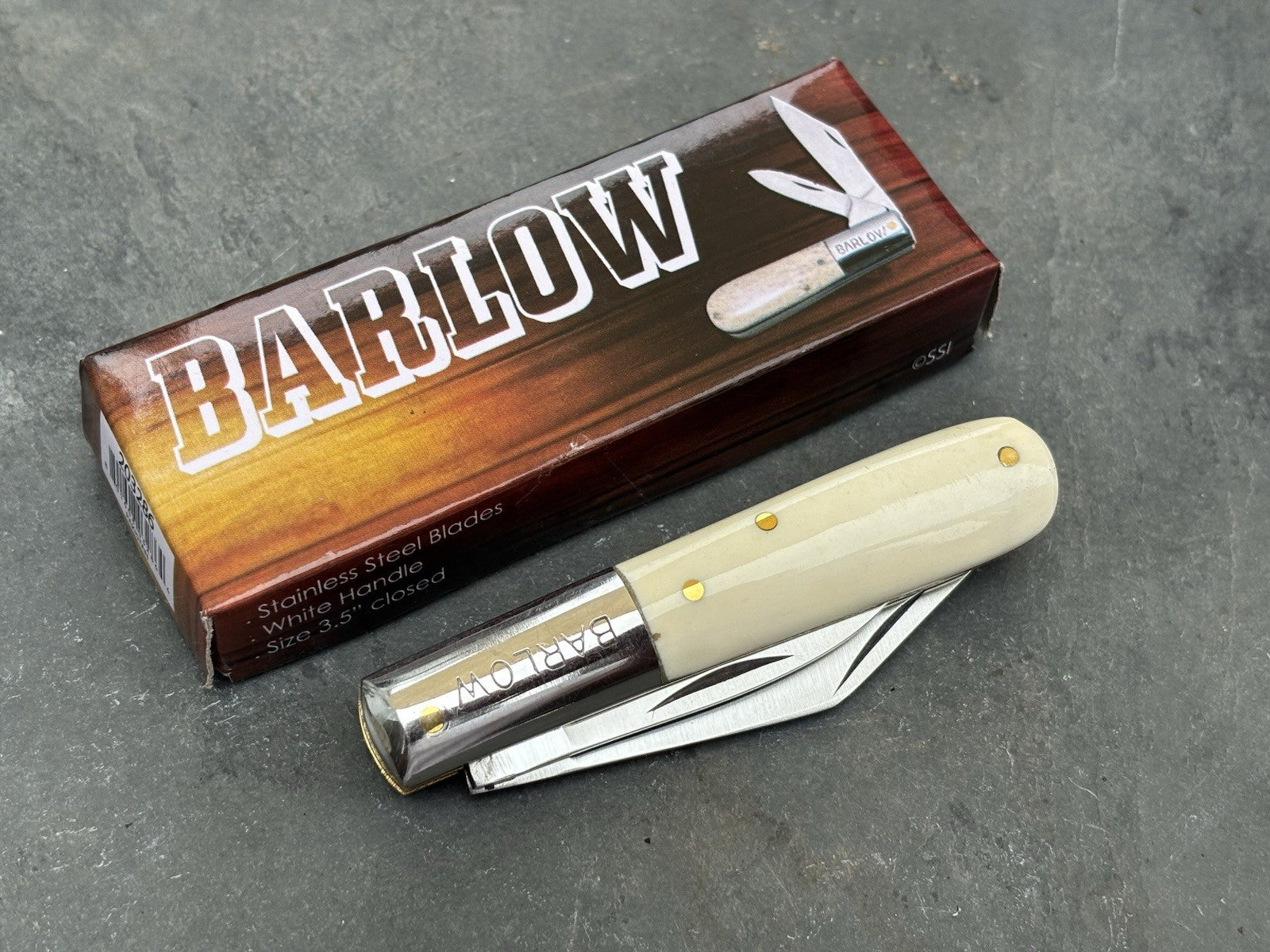 Barlow Vintage Retro Pocket Knife 2 Blades Sharp Stainless Steel White Handle