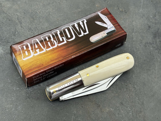 Barlow Vintage Retro Pocket Knife 2 Blades Sharp Stainless Steel White Handle
