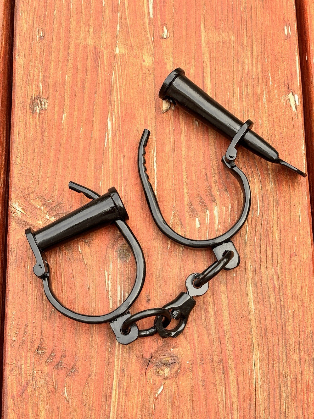 Hand Forged Iron Shackles Iron Key Included Black Medieval Thick Vintage Cuffs