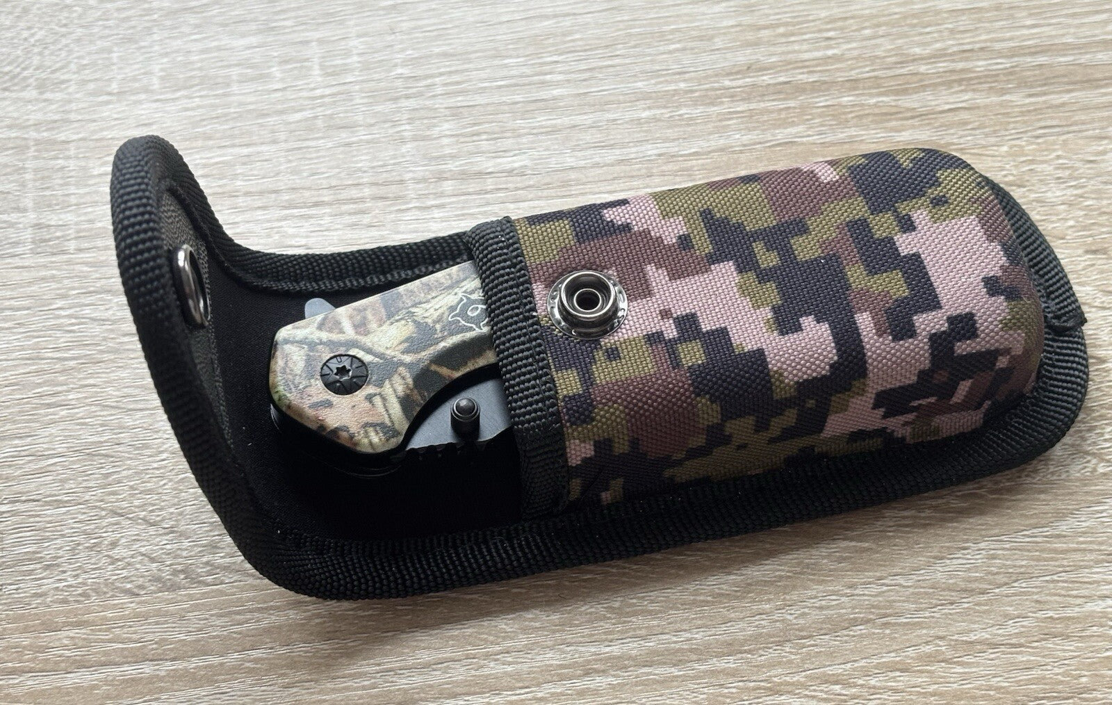 4” Camo Pocket Knife Sheath Horizontal Vertical Carry Nylon Heavy Duty Belt Loop