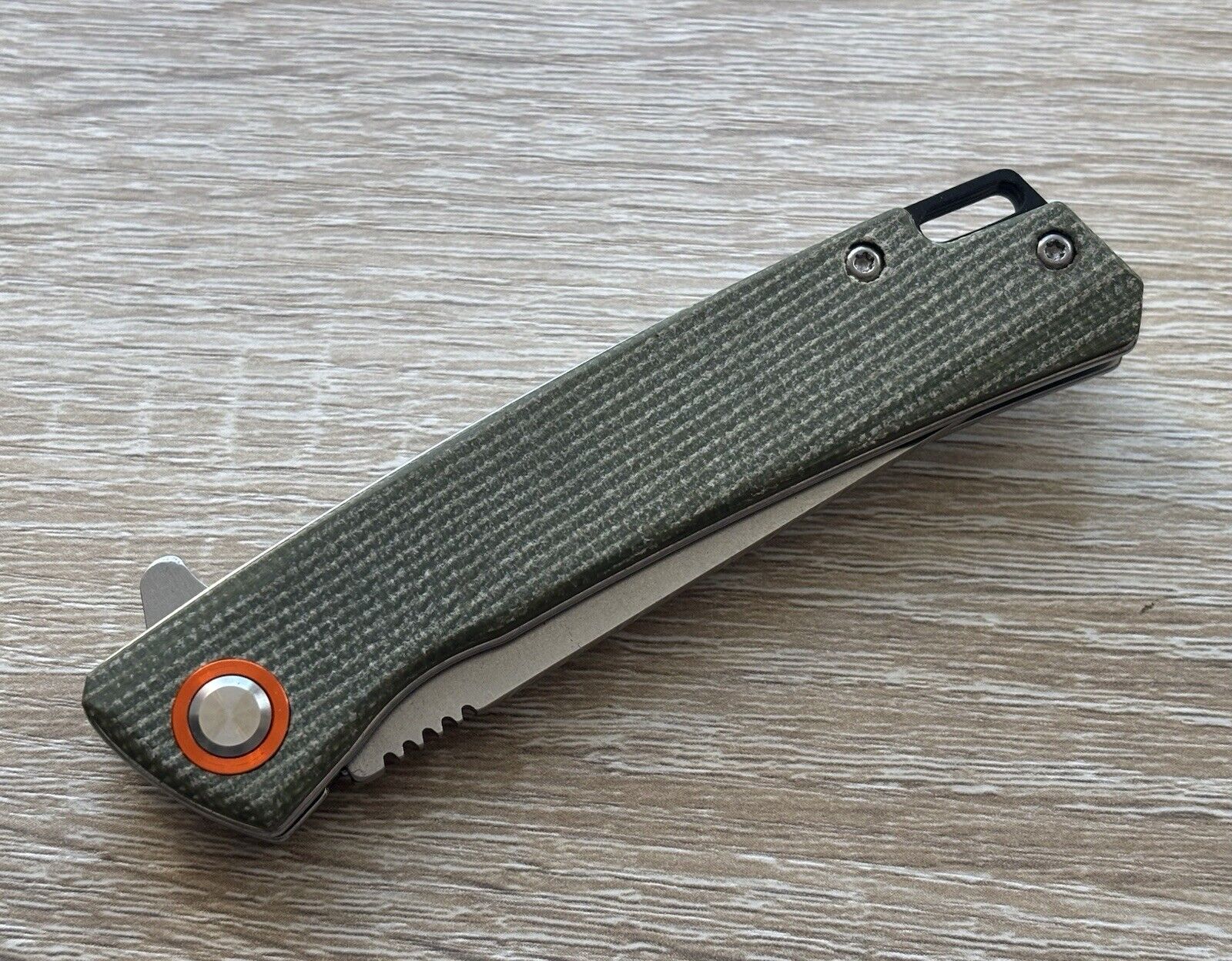 7” Pocket Knife High Quality D2 Steel Ball Bearing Micarta Handle Green Smooth