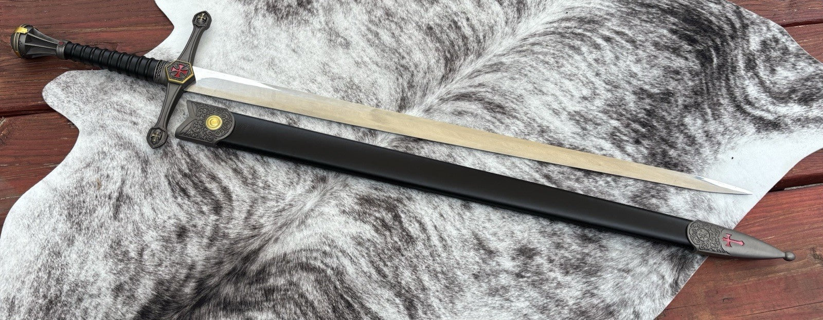 38” Crusader Sword Knights Templar Metal Scabbard Amazing Quality Double Edge