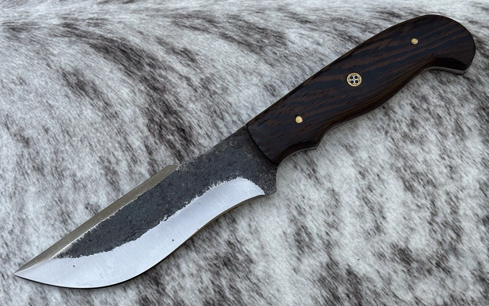 9” Fixed Blade Knife Hand Forged Carbon Steel Black Full Tang Leather Sheath Edc