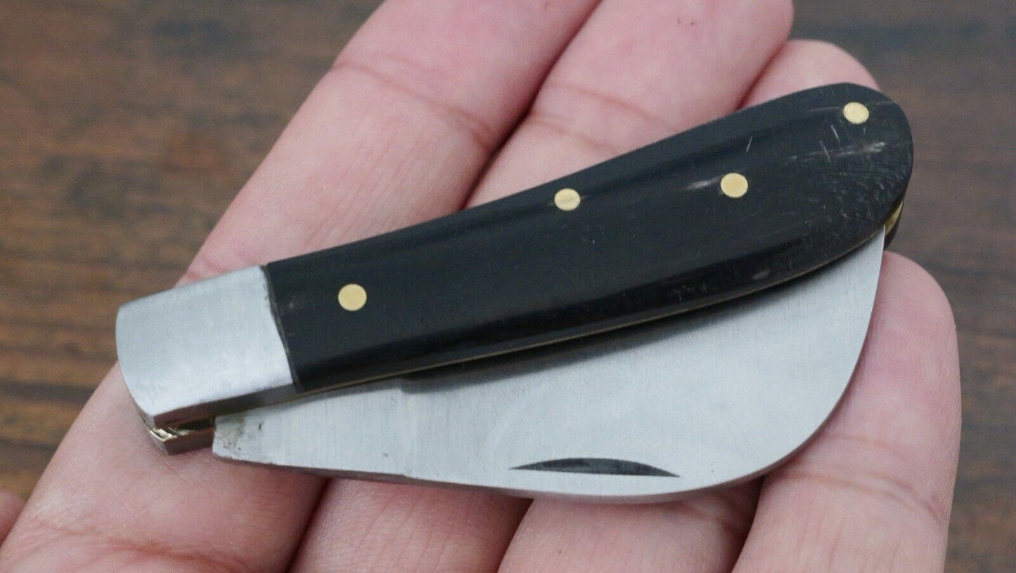 Mini Hawkbill Pocket Knife Wood Handle Vintage Style OG Small 3 Inches Black