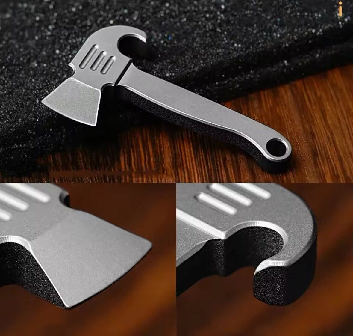 Titanium Axe Pendant Fireman Pry Bar Necklace Charm 2” 8mm Thick Hatchet Pulaski