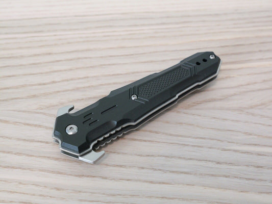 Spear Point Pocket Knife Spring Assisted Modern Design Futuristic Chrome Black