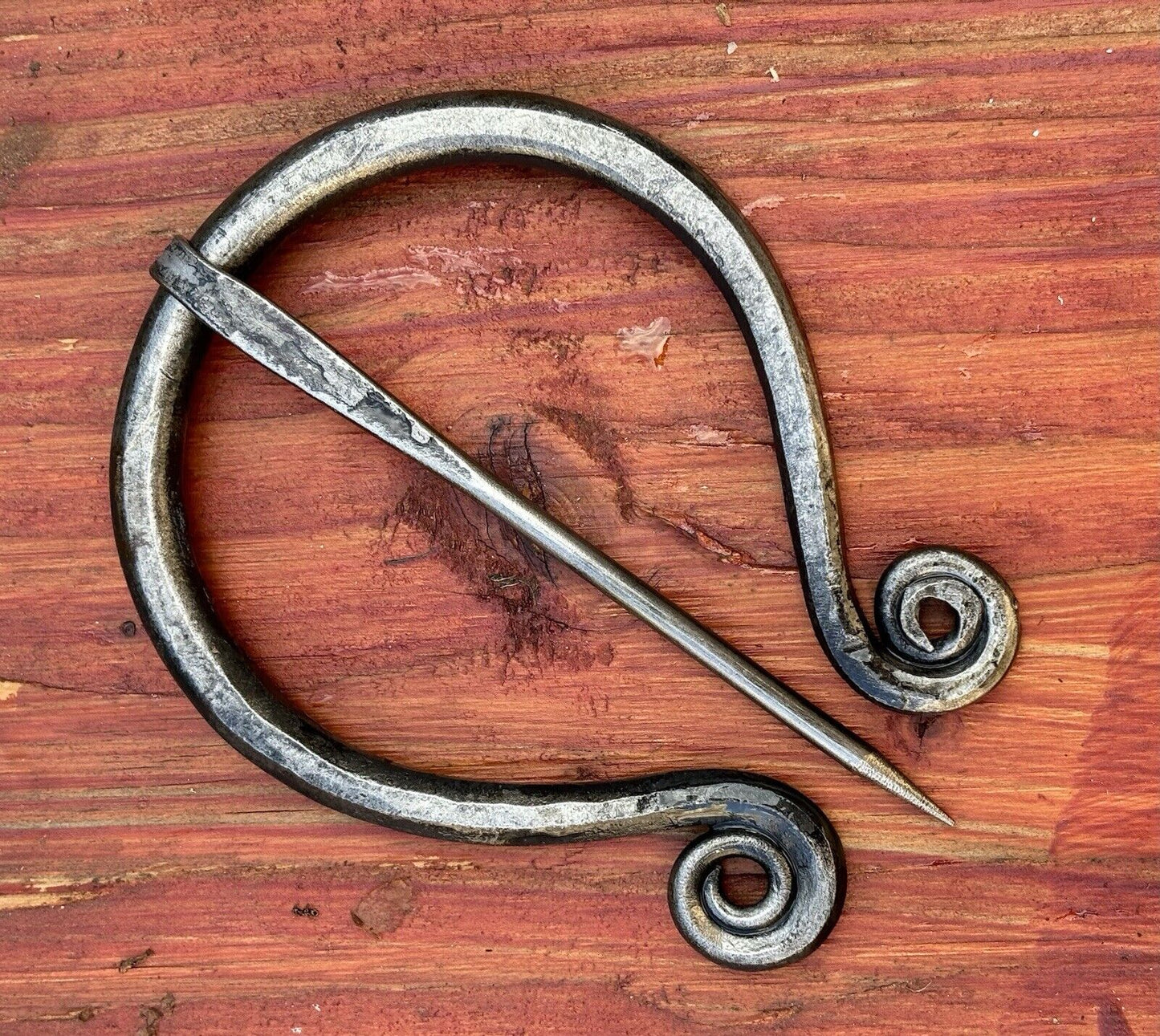 Medieval Cloak Pin Brooch Iron Hand Forged 3inches Heavy Duty Blacksmith Thick