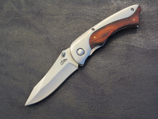 All Metal Pocket Knife High Quality Boy Scouts Manual Opening Wood Metal Handle 
