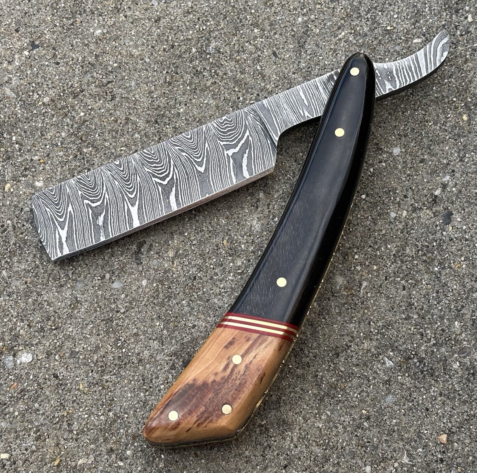 OG Vintage Shaving Straight Razor Leather Sheath Wood Handle Sharp Barber Dm