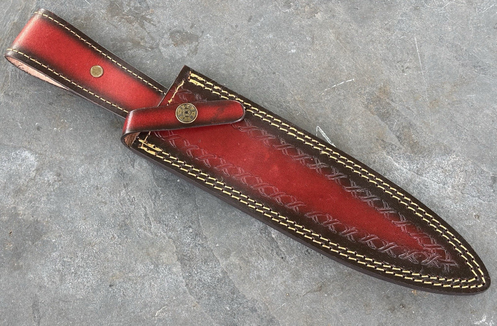15” Fixed Blade Knife Leaf Blade Double Edge Sharp Carbon Steel Braided Wood 