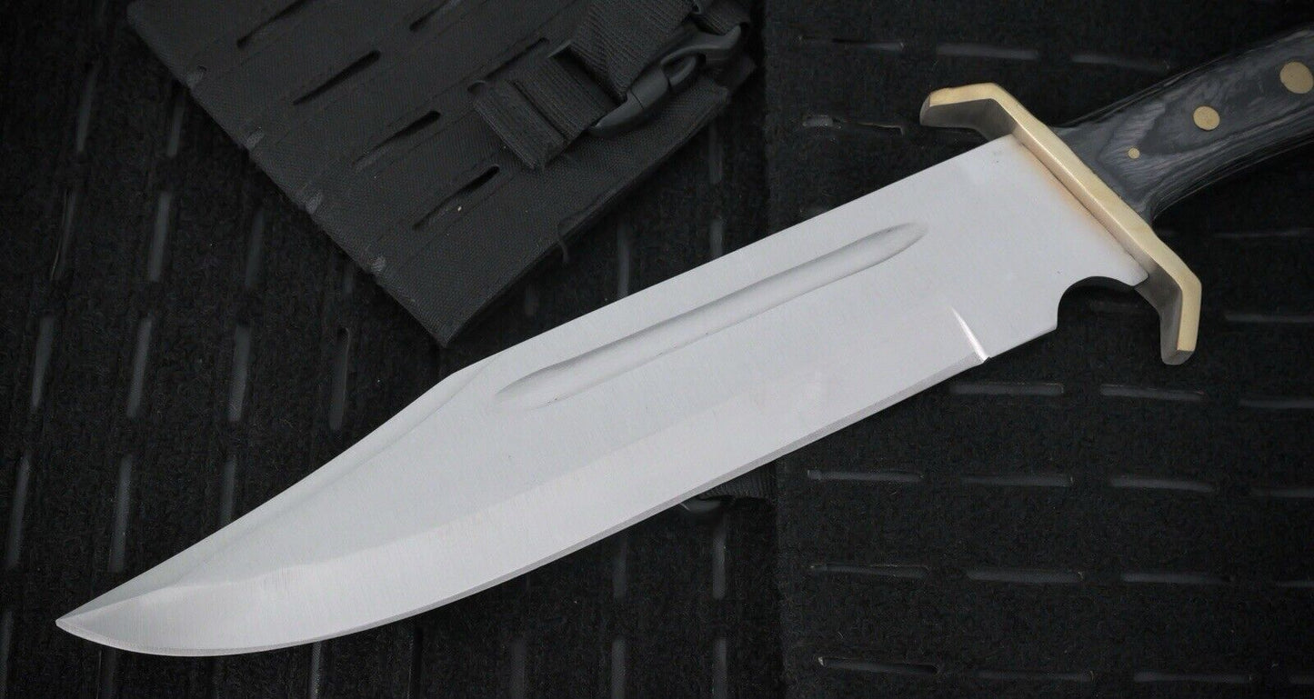 17” Bowie Knife MEGA XL Long Full Tang Brass Guard Heavy Duty Rambo Wood Handle