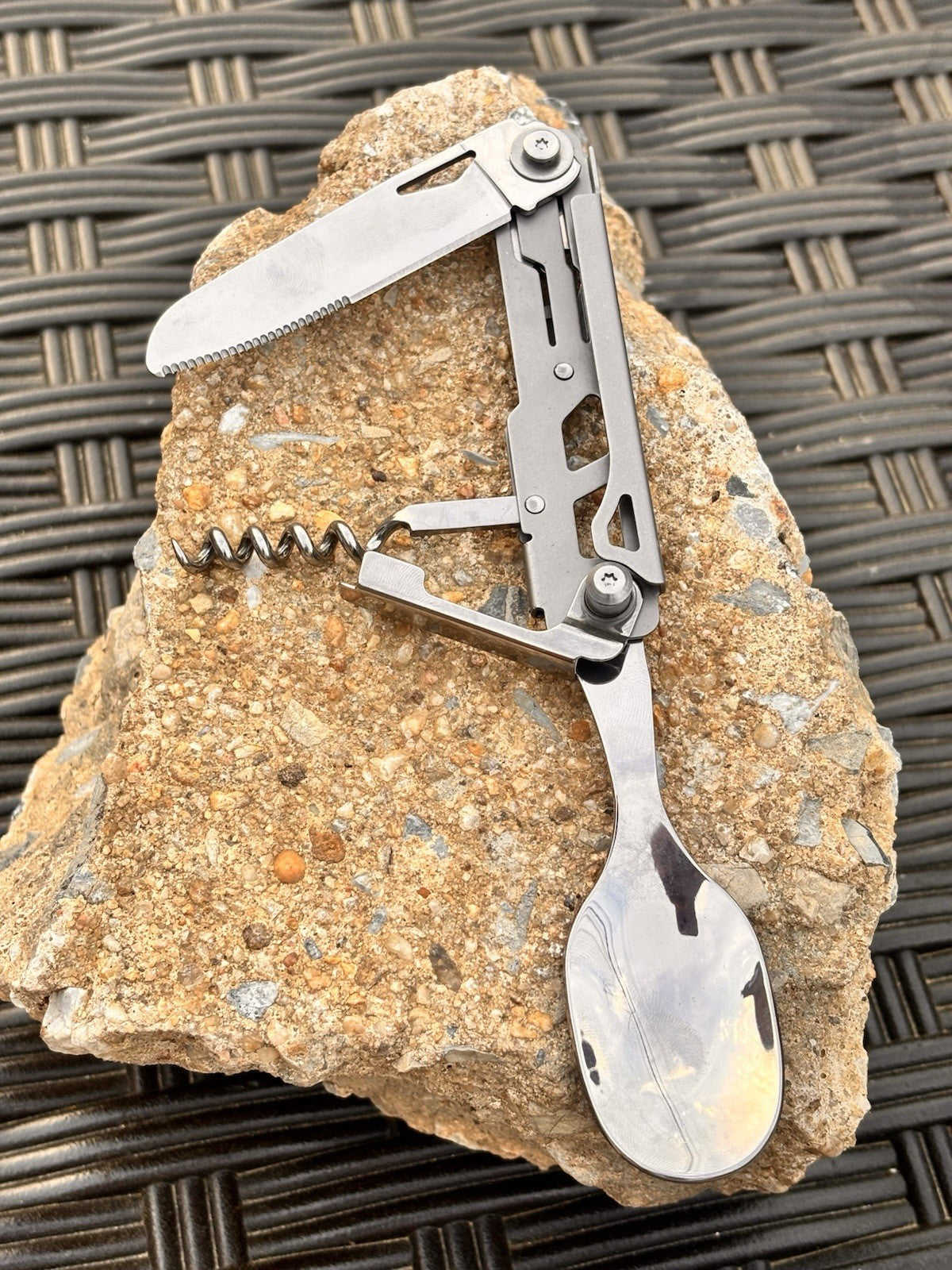 4” Camping Knife Swiss Army Style 6 Function Stainless Steel Spoon Fork Boyscout