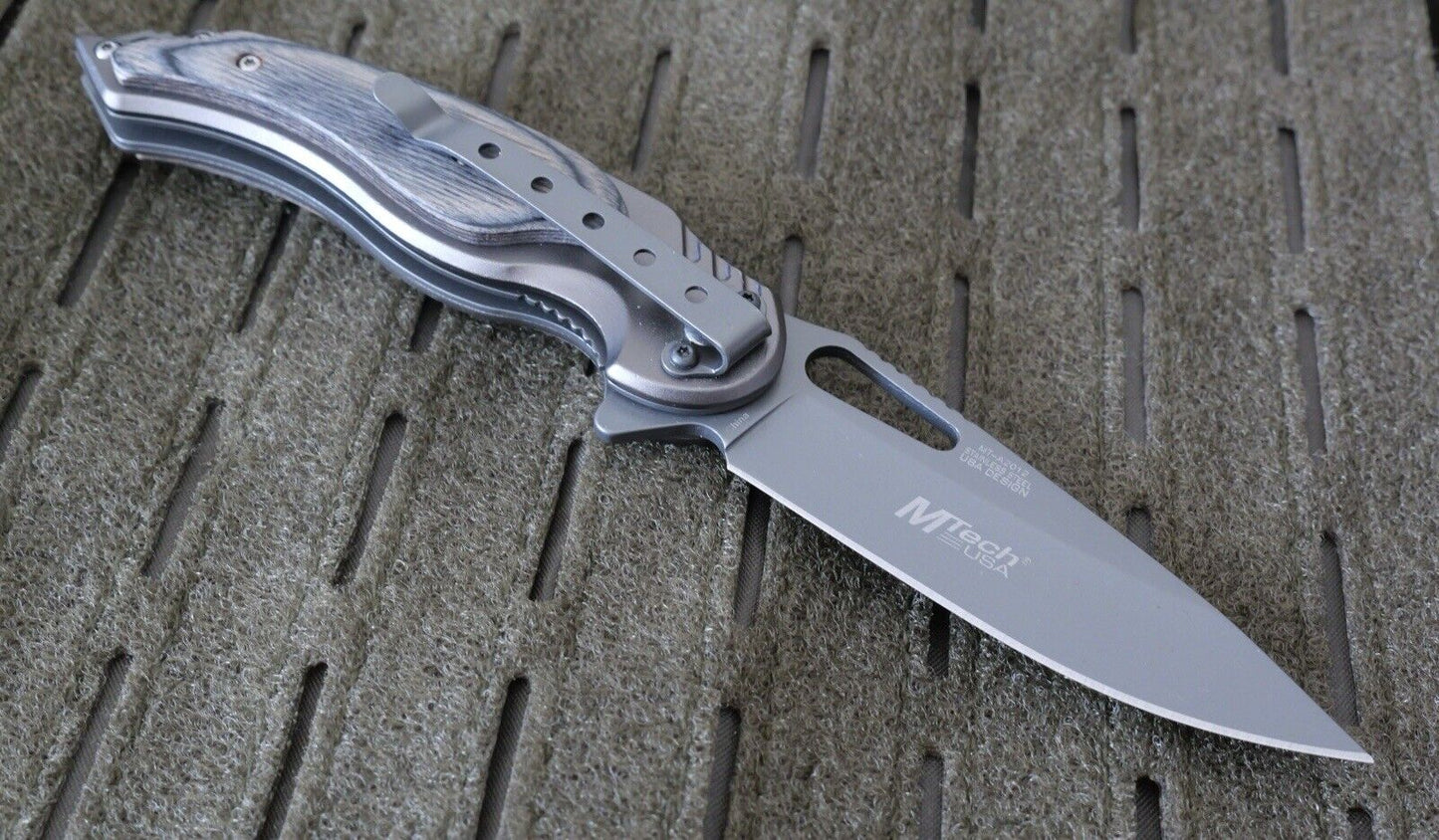 Spring Assist Pocket Knife Dark Gray All Metal 8” Overall High Quality Full Size