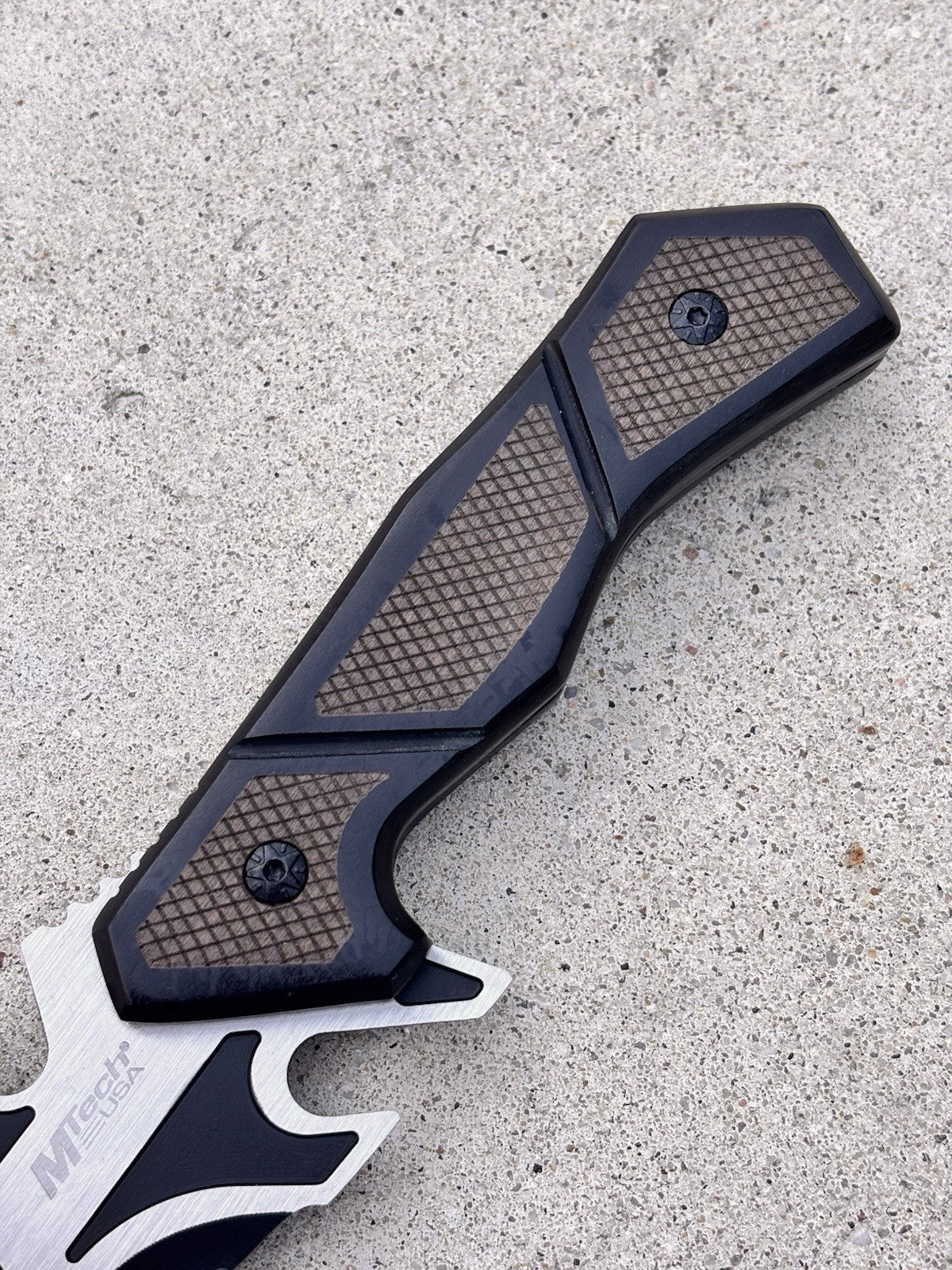 15” Fixed Blade Knife Wood Handle Black Grey Sci-fi Nylon Sheath Full Tang