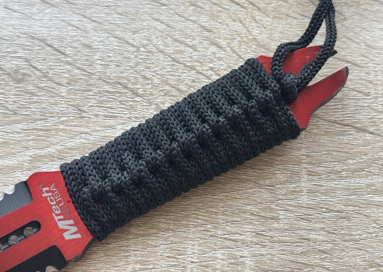 9” Red Stinger Fixed Blade Knife Full Tang Double Edge Sharp Nylon Sheath Cord