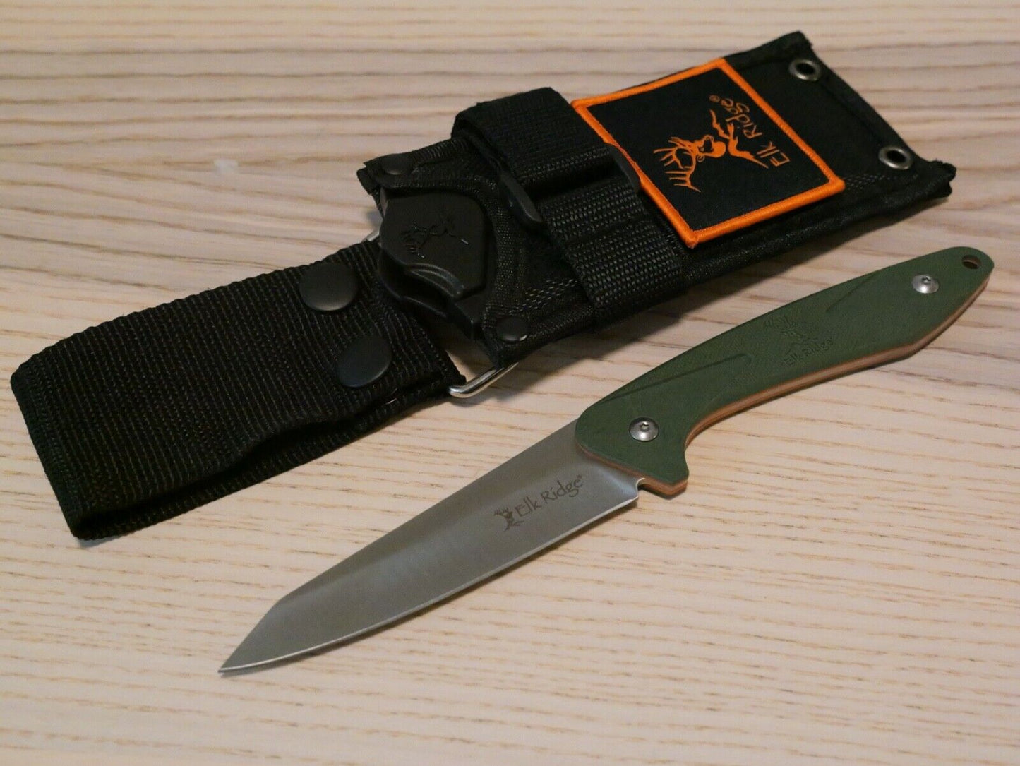 9" Fixed Blade Knife Horizontal Carry Hinterland Full Tang Green Tactical Sharp