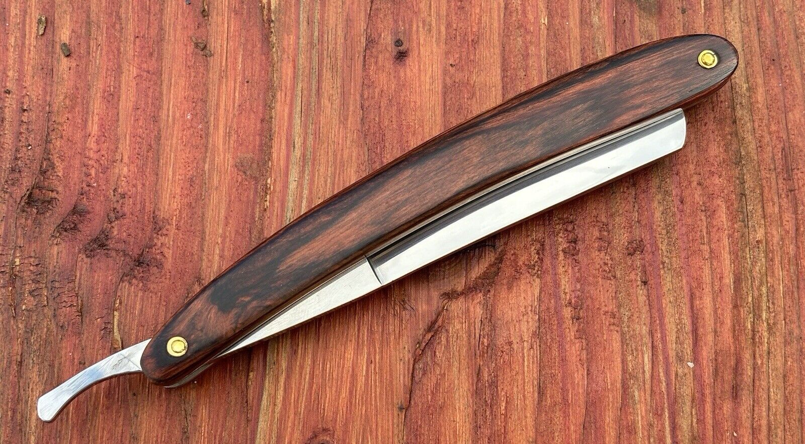 OG Vintage Shaving Straight Razor Chrome Mirror Finish Wood Handle Sharp Classic