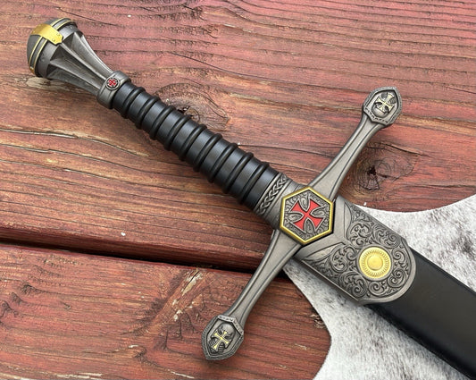 38” Crusader Sword Knights Templar Metal Scabbard Amazing Quality Double Edge