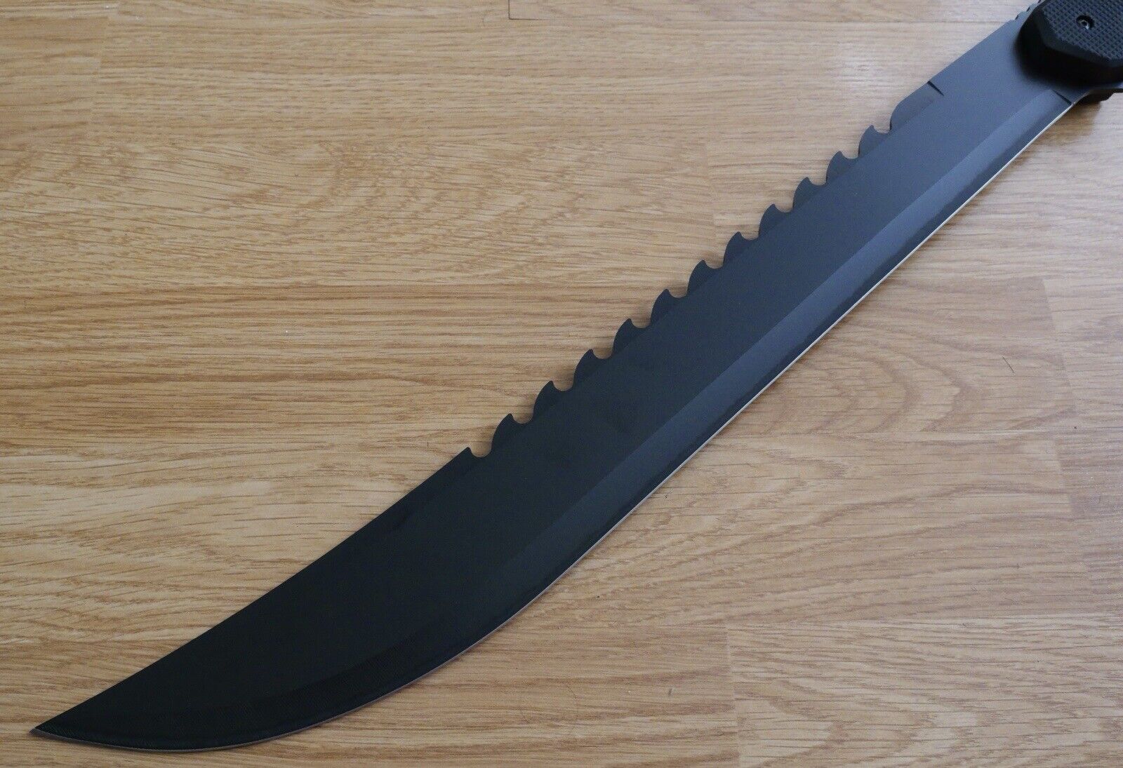 25” Black Machete Sawback Full Tang Rubber Handle Lanyard Glass Breaker Sheath