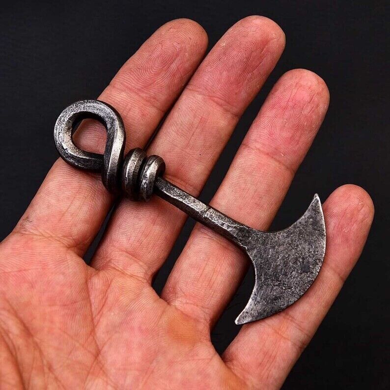 Forged Pendant Thor's Hammer Medieval Steel Necklace Viking Pendulum Amulet