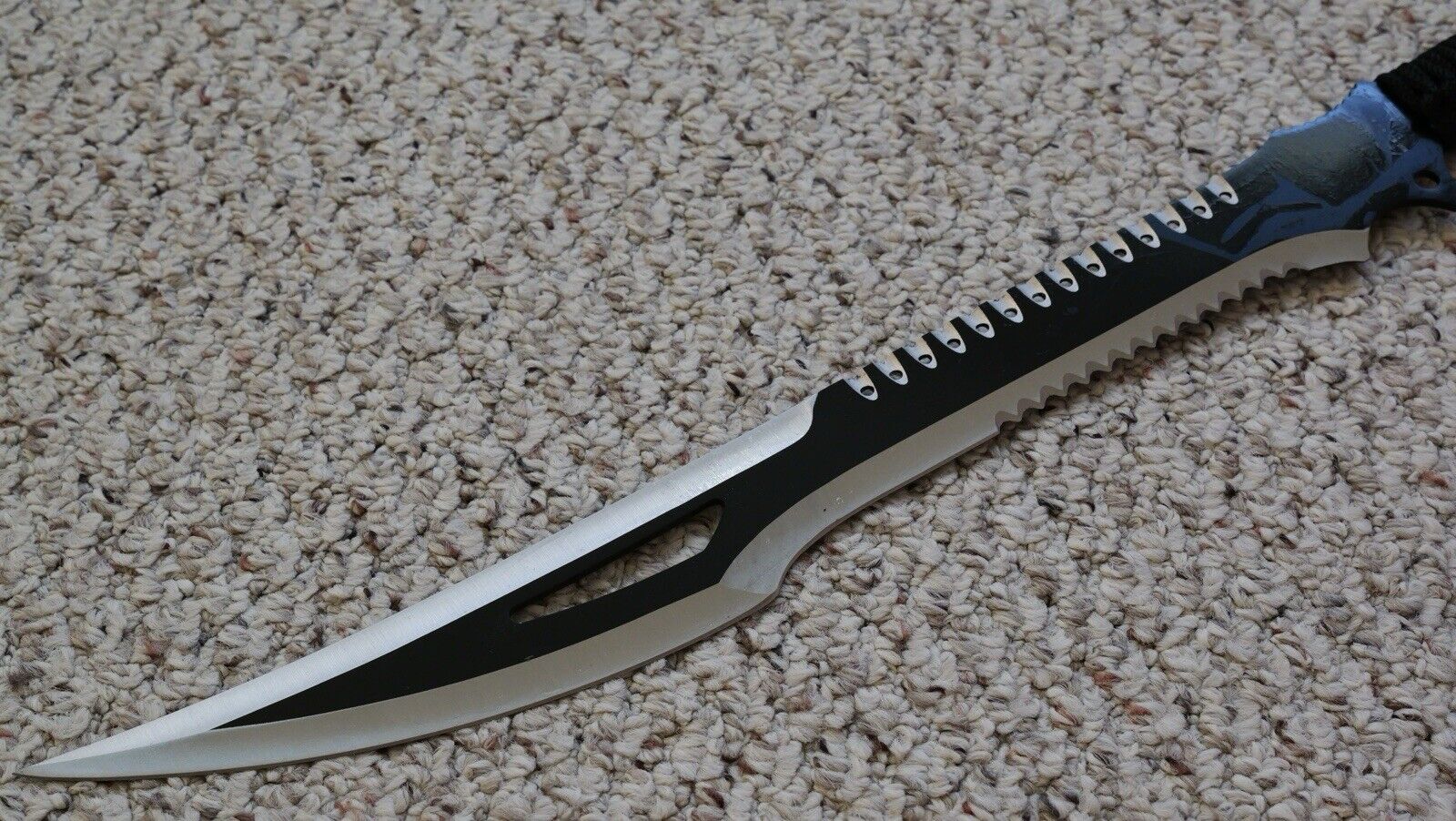 25” Machete Fang Black Full Tang Nylon Sheath Tactical Stealth Nylon Sheath Saw