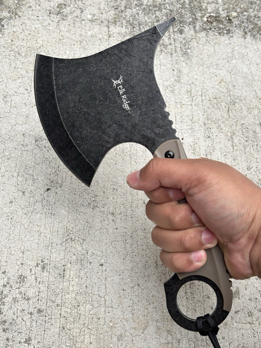 Tactical Combat Axe Elk Ridge Full Tang Nylon Fiber Scales Sharp Sheath Ultimate